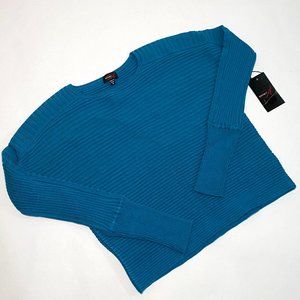 Exhibit A Blue Dolman Sleeve Crew Neck Sweater Women's Size S